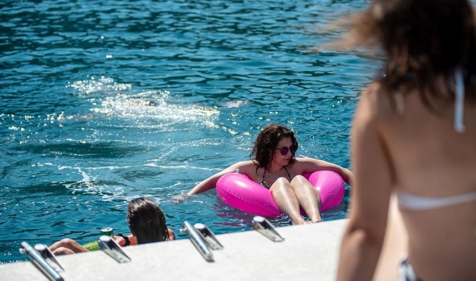 Swim break at Boat trip , Elaphiti islands, Dubrovnik, Croatia