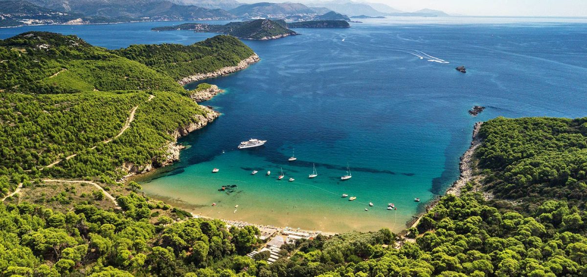 Pause on boat trip at Beach Sunj, Dubrovnik, Croatia