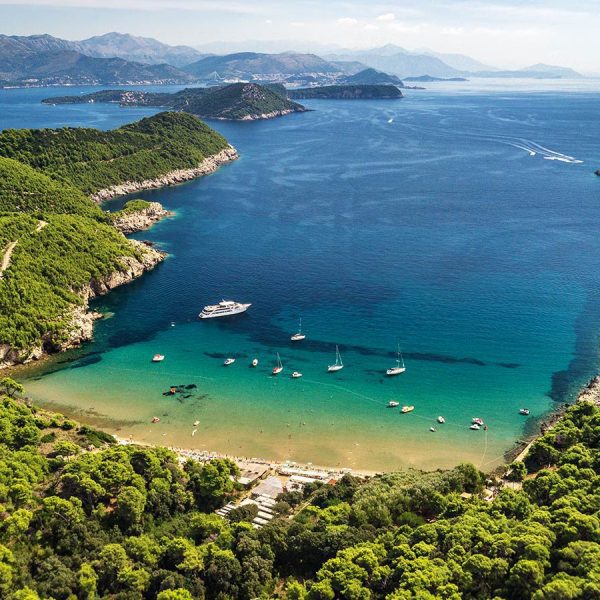 Pause on boat trip at Beach Sunj, Dubrovnik, Croatia