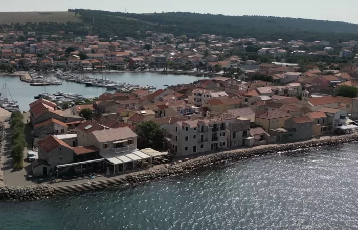 Bibinje travel guide – aerial view of coastline, marina and seaside houses